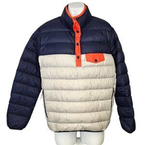 Eddie Bauer Womens Down Feather Pullover Snap Button Puffer Quilted Jacket, Sz S